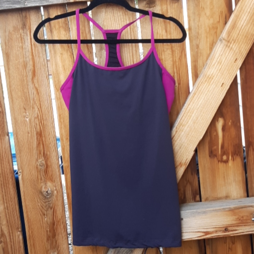 Fabletics workout racerback tank top gray medium
